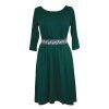 Volné šaty - 3/4 rukáv - zelené