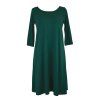 Volné šaty - 3/4 rukáv - zelené