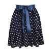 Půlkolová sukně - guma - tmavě modrá puntíkatá