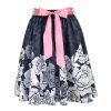 Půlkolová sukně - guma - černobílé pivoňky
