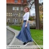 Maxi půlkolová sukně - malinová - viskóza/len