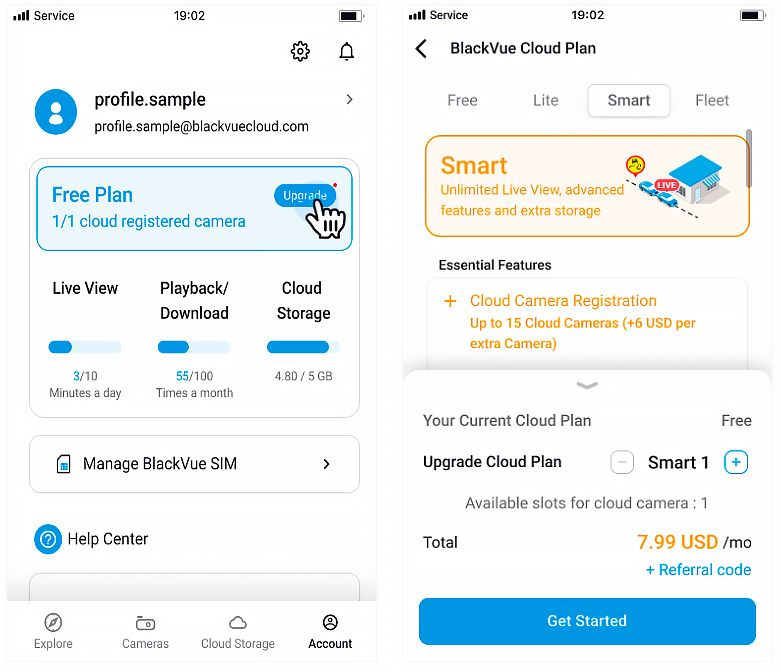 How to Start Cloud Plan – Account tab