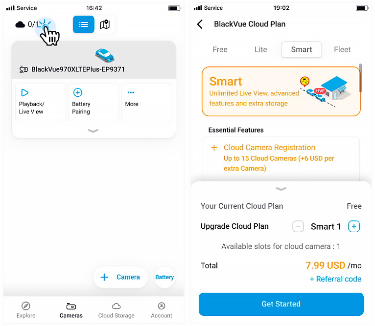 How to Start Cloud Plan – Cameras tab
