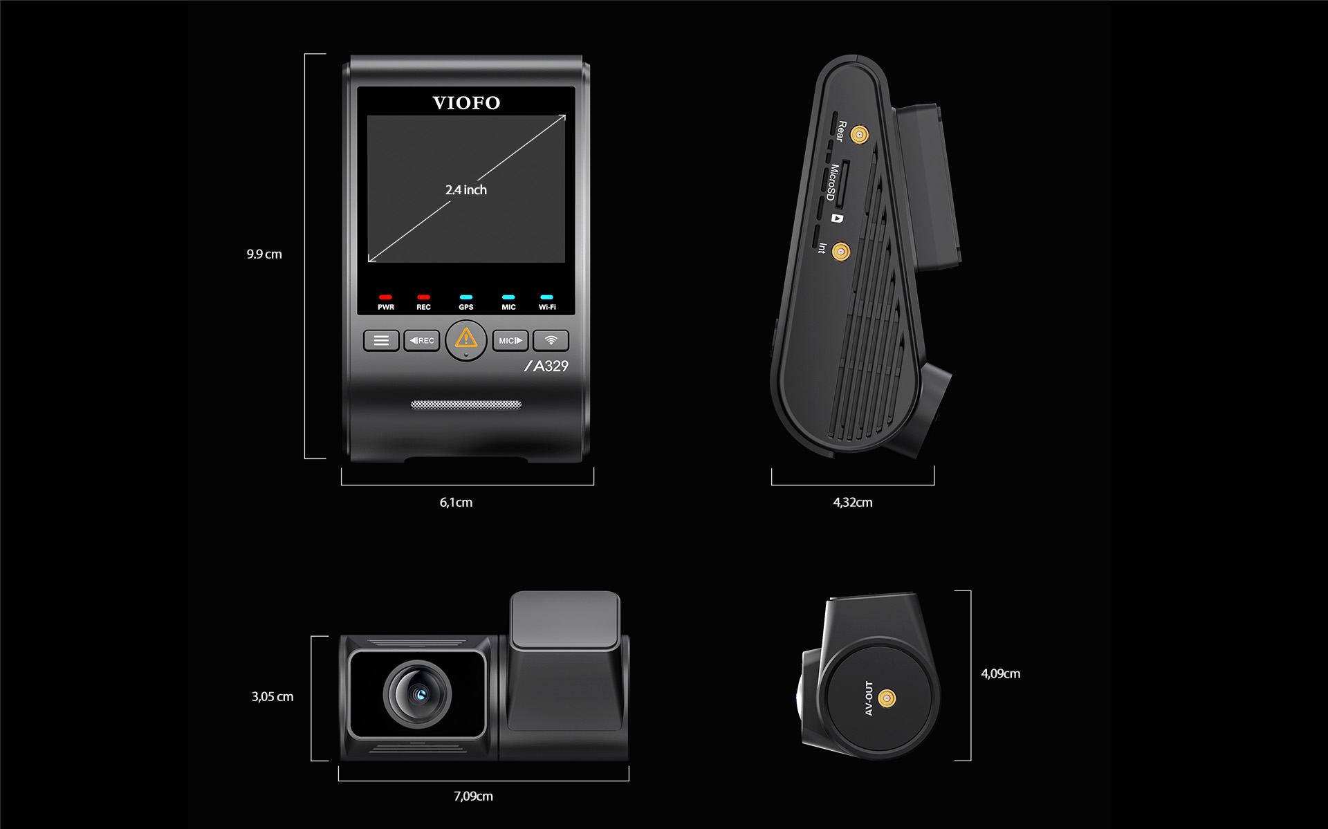 VIOFO A329S – Velikost produktu