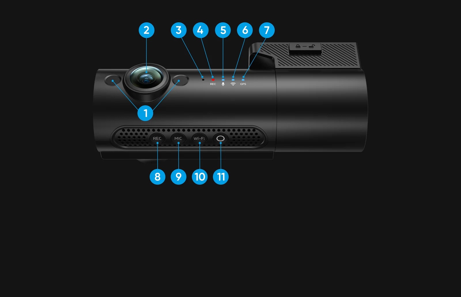 T340WW Product Layout – interiérová kamera a tlačítka