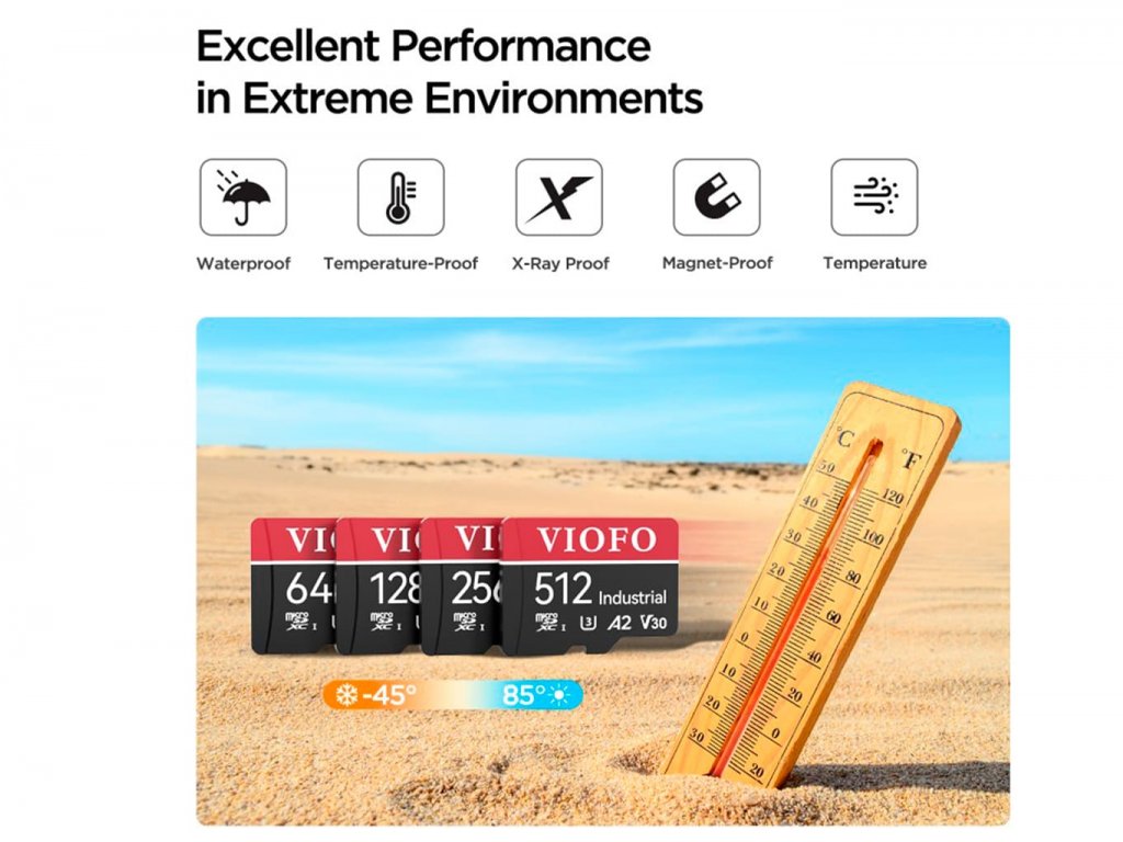 VIOFO 512GB Industrial Grade microSD Card, U3 A2 V30 High Speed