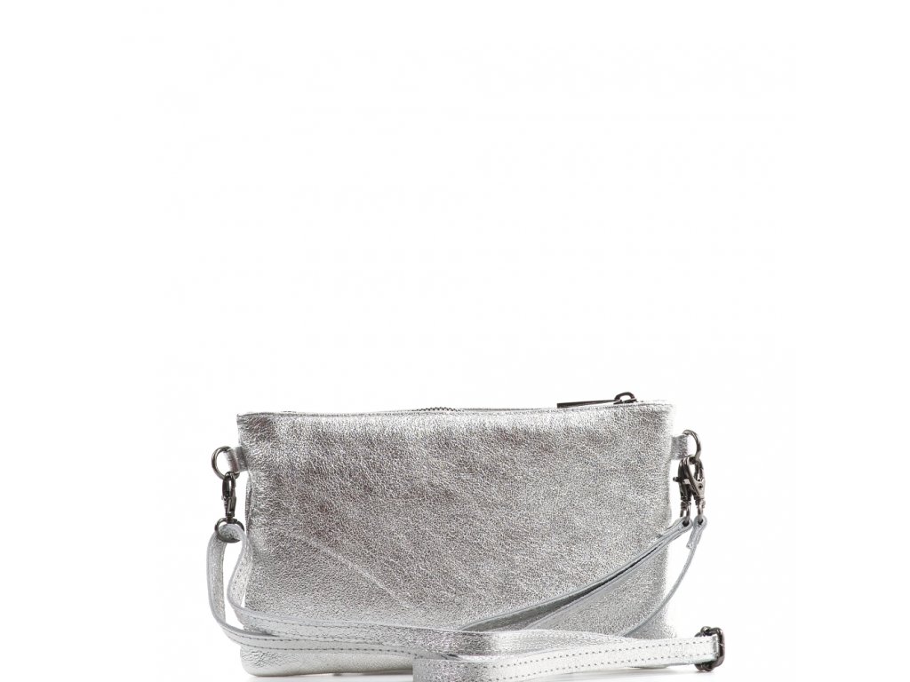 Kožená mini kabelka Bonita stříbrná
