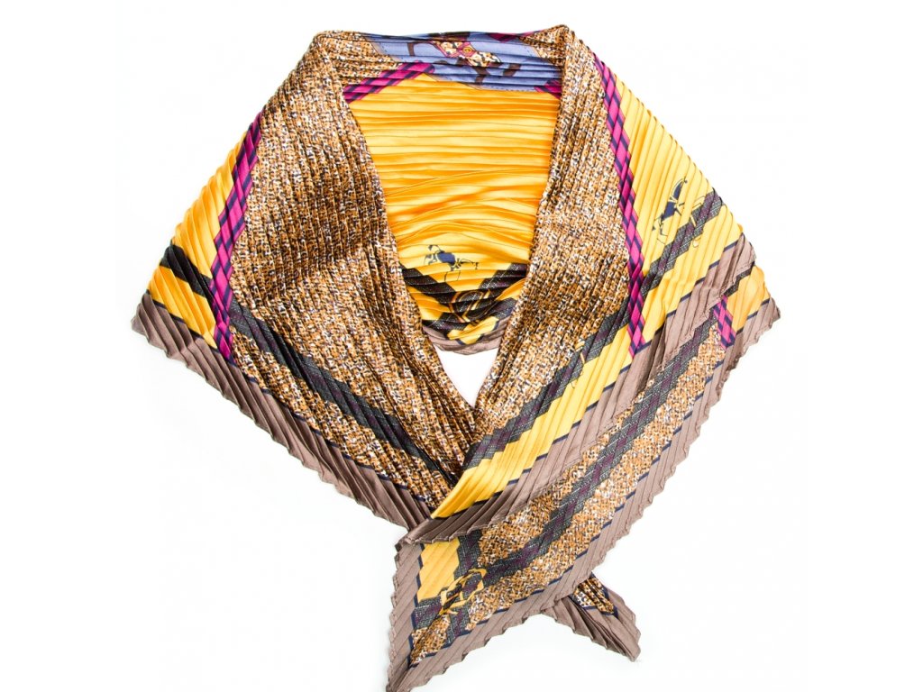 Dámský plisovaný šátek žlutý