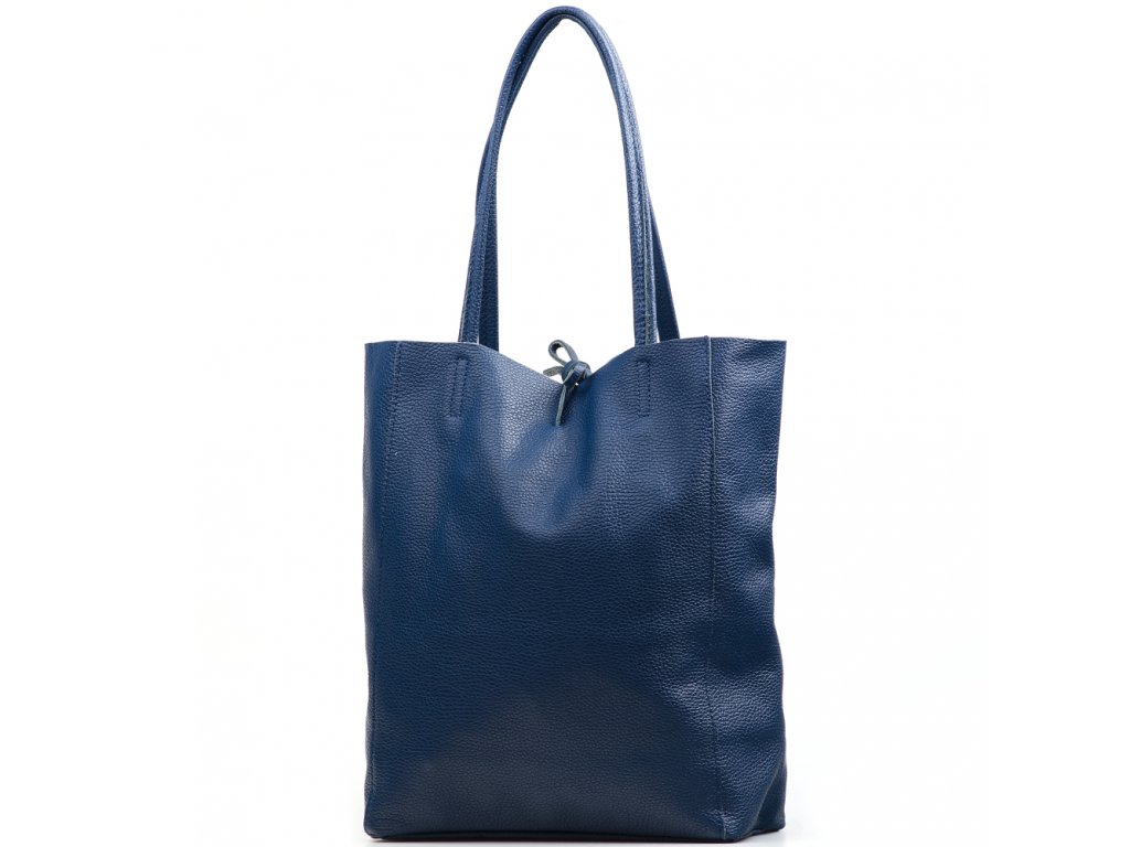 Kožená shopper kabelka Solange džínově modrá