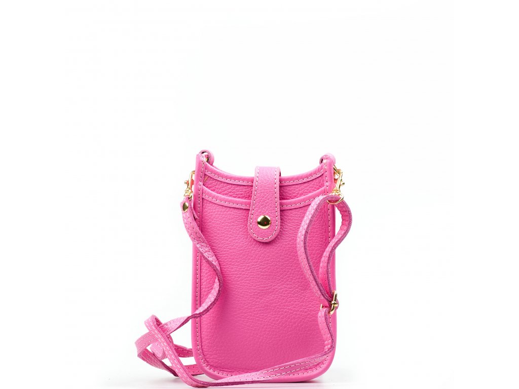 Kožená mini kabelka Lana zářivě růžová