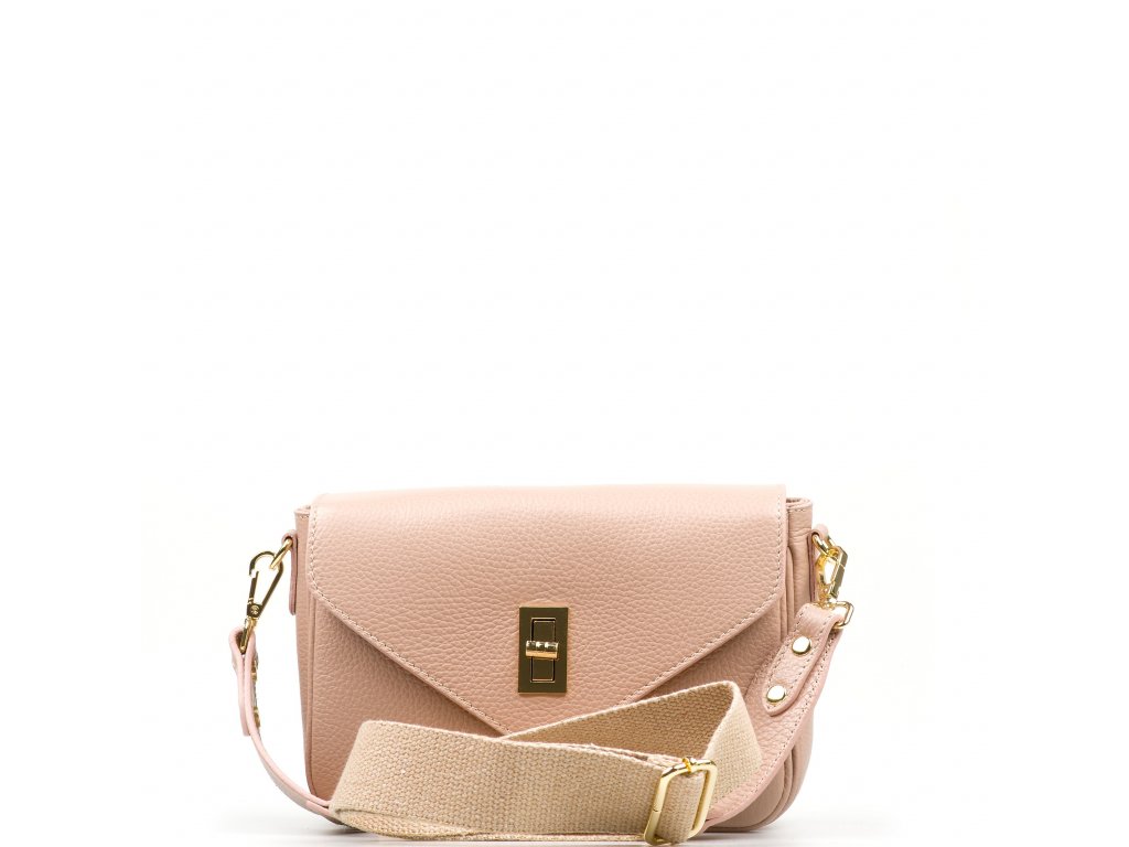 Kožená crossbody kabelka Bonnie pudrově růžová