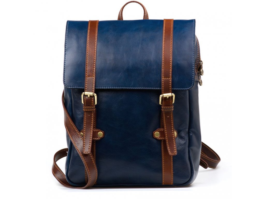 Pánský kožený batoh Zulio modro - hnědý