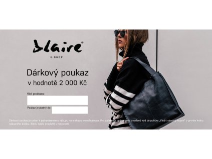 Dárkový poukaz Blaire tištěný v hodnotě 2000 Kč