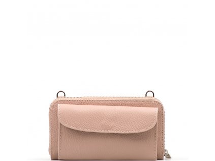 Kožená mini kabelka a peněženka Annie pudrově růžová