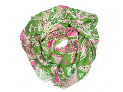 Dámský šátek Lissa s motivem květů zelený