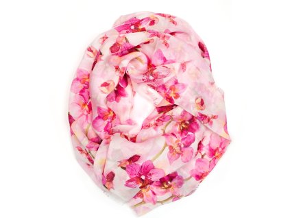Dámský šátek Luca s motivem květin růžový