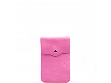 Kožená mini kabelka Jessi na telefon zářivě růžová