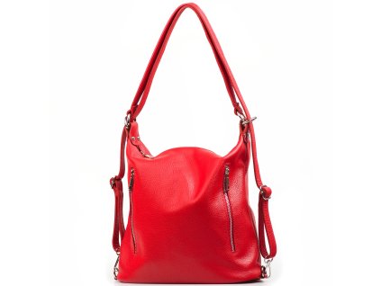 Kožená kabelka - batůžek Coletta červená