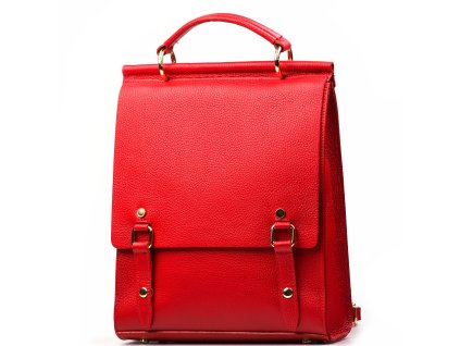 Kožená kabelka - batůžek Rosan červený