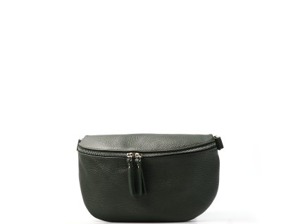 Kožená crossbody ledvinka Nadine lahvově zelená