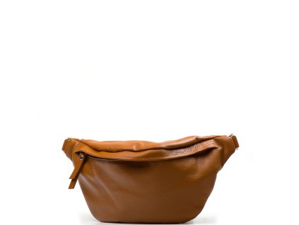 Kožená crossbody ledvinka Dorian koňakově hnědá