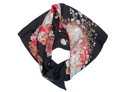 Dámský kašmírový šátek Adelaida s motivem tmavě modrý