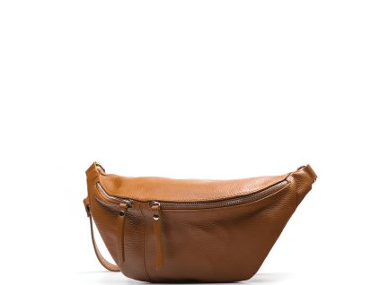 Kožená crossbody ledvinka Tracy koňakově hnědá