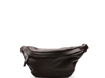 Kožená crossbody ledvinka Dorian tmavě hnědá