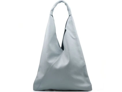 Kožená maxi kabelka Carla světle modrá