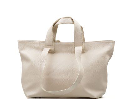 Kožená shopper kabelka Leira béžová