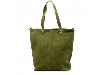 Kožená kabelka shopper Luna olivově zelená