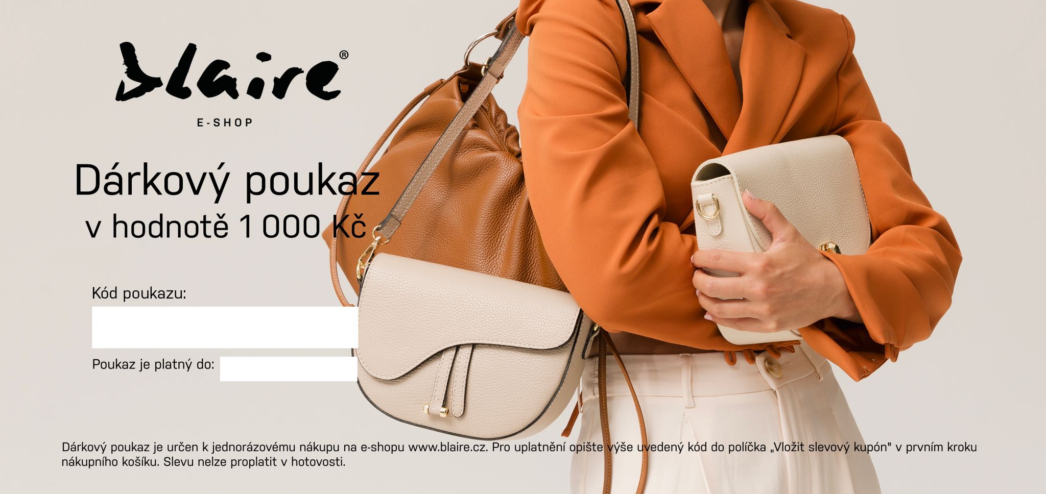 Dárkový poukaz Blaire tištěný v hodnotě 1000 Kč