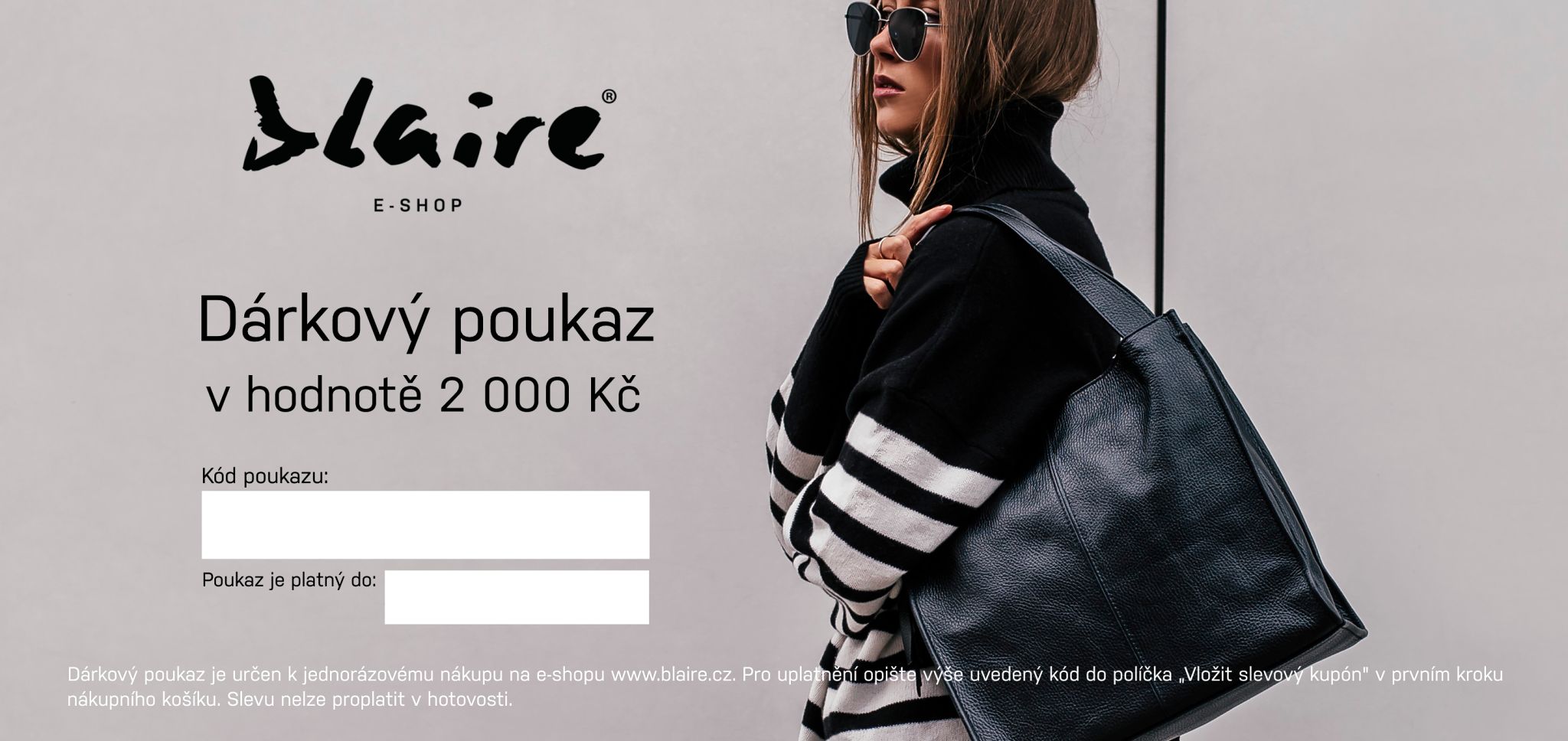 Dárkový poukaz Blaire tištěný v hodnotě 2000 Kč