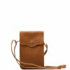 Kožená mini kabelka Jessi na telefon koňakově hnědá