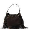 Kožená kabelka s třásněmi Renee tmavě hnědá