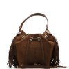 Kožená kabelka s třásněmi Renee hnědá