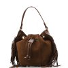 Kožená kabelka s třásněmi Renee hnědá