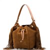 Kožená kabelka s třásněmi Renee koňakově hnědá