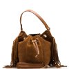 Kožená kabelka s třásněmi Renee koňakově hnědá