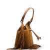 Kožená kabelka s třásněmi Renee koňakově hnědá