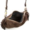 Kožená kabelka s třásněmi Patricia tmavě hnědá