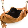 Kožená kabelka s třásněmi Patricia koňakově hnědá