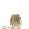 Kožená mini kabelka Terri na telefon zlatá