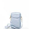 Kožená mini kabelka Poppy na telefon světle modrá