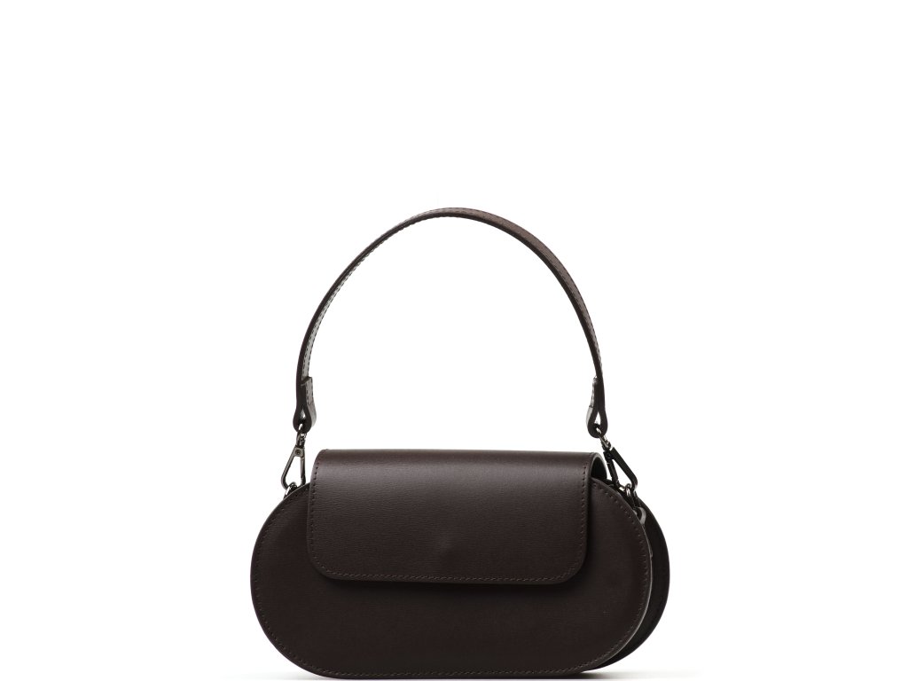 Kožená crossbody kabelka Ophelia tmavě hnědá