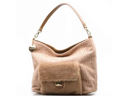 Kabelka Alex Max s kožešinou taupe