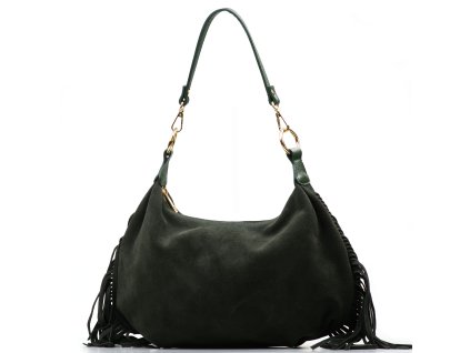 Kožená kabelka s třásněmi Patricia zelená