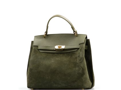 Kožená kabelka Conny olivově zelená
