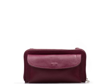 Kožená mini kabelka a peněženka Annie vínově červená