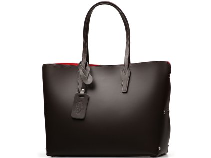 Kožená kabelka Salita s červeným interiérem tmavě hnědá
